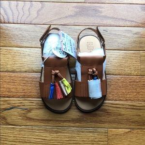 NWT Zara Leather Multi-color Tassel Sandal.